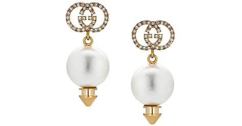 gucci pearl.earrings|Gucci interlocking earrings gold.